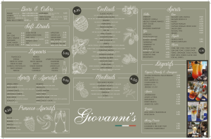Giovanni's Drink Menu - June 2025