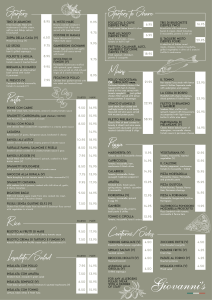 Giovanni's menu June 2025