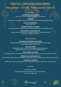 Festive Lunch Season Menu-2025- Giovanni's Knutsford