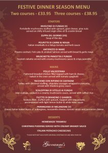 Festive lunch set menu for Giovanni's